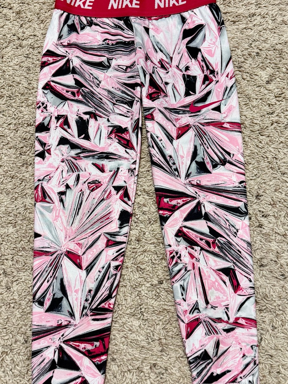 Nike Girls' Pink Dri Fit Patterned Leggings